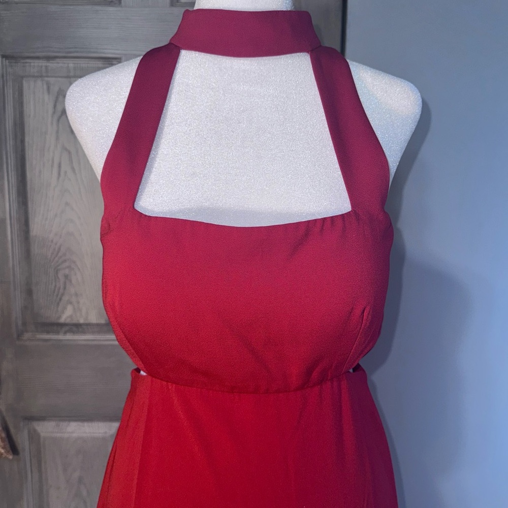 Jill Stuart Red Pink Halter Sheath Cocktail Dress